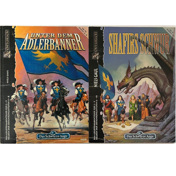 Unter dem Adlerbanner und Shafirs Schwur - Abenteuer 070 und 073 Das Schwarze Auge DSA3 - Rare FanPro-Version Gruppenabenteuer - Aarensteinkampagne
