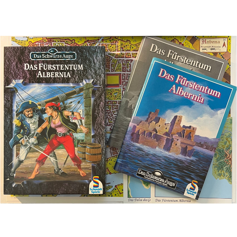Das Fürstentum Albernia - Regionalbox Das Schwarze Auge Regelversion DSA2 - Schmidt-Version - Seltener Marmor-Look