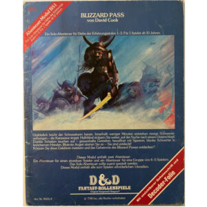 Blizzard Pass - Abenteuer BS1 - Dungeons & Dragons D&D für Stufen 1 bis 3 von 1983