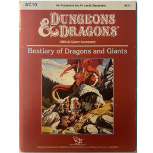 Bestiary of Dragons and Giants - Spielhilfe AC10 Dungeons & Dragons D&D von TSR - Original von 1987