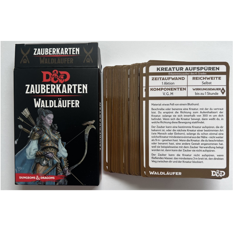 Zauberkarten für Waldläufer - Spielhilfe Dungeons & Dragons D&D Regelversion 5.0 - deutsche Version